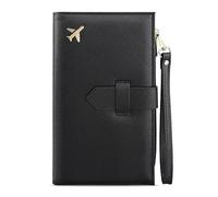 Pochette passeport avec blocage RFID - Housse portable noire pour passeport, imperméable porte passeport pour cartes d'identité, cartes de crédit et documents de voyage - Idéale pour toute la famille