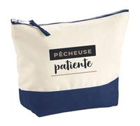 Pochette Pecheuse Patiente - Pouch - Idée Pochette Rangement Cadeau Anniversaire Fête Original Famille Travail Départ Collègue Retraite Noël. - Bleu&Marron - 4