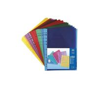 Viquel - 50 Pochettes Plastiques Perforees Transparentes En Couleur A4 En Polypropylene Pour Classement 208254
