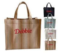 Pochette Personnalisable prenom, Sac Fourre-Tout en Toile, Personnalisés Sac Tote Bag en Trousse de Maquillage, Mariage Anniversaire Noël, Cadeau pour Femmes Amis Maman Sœurs (Orange)