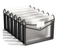 Pochette Plastique A4, 6 Pcs Enveloppe Transparente Chemise à Bouton Pression Polypropylène Porte-Document Extensible Fichier Document, Premium Poly Poches Enveloppe avec Porte-Cartes de Visite