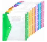 Pochette Plastique A4 - Non spécifié - Lot de 12 - Extensible - 6 Couleurs Assorties - Résistante aux Déchirures