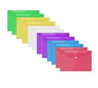 Pochette Plastique A5,Pochettes Perforées Extensibles A5,12PC Pochette Dossier Sachet,Poche Transparente Documents,Pochette avec Bouton Pression,Pochettes Transparentes avec Fermeture à Pression