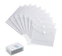Pochette Plastique A5 Transparente, Lot de 10 Porte-Documents Classeur avec Bouton Imperméable pour Voyage Famille Bureau (23x18cm, 7 Perforée)