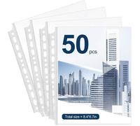 Pochette plastique A5 - ZGEER - Lot de 50 - 21,5x17 cm - Transparent - Perforée 13 trous - Étanche - Polypropylène