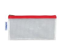 Pochette Plastique Transparente Sans Pvc Pour Documents Et Matériel 22 X 11 Cm Fermeture Éclair Zip Rouge