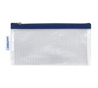 Pochette Plastique Transparente Sans Pvc Pour Documents Et Matériel 22 X 11 Cm Fermeture Éclair Zip Bleu