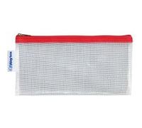 Pochette plastique transparente sans PVC Waytex 931277 pour documents et matériel 22 x 11 cm fermeture éclair zip Rouge Transparent / Rouge G