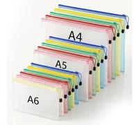 Pochette Plastique ZippéE A4 A5 A6 15pcs, Pochette Transparente Document ZippéE Pvc Mesh Zipper Pouch pour Bureau, Papier, CosméTiques,Voyage