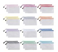 Pochette Plastique ZippéE A6 24pcs, Pochette Transparente Document ZippéE Pvc Mesh Zipper Pouch pour Bureau, Papier, CosméTiques,Voyage
