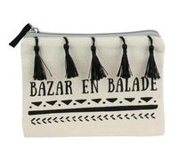 Pochette plate 'Boho' beige noir (Bazar en balade) - 19x13.5 cm [Q3932]