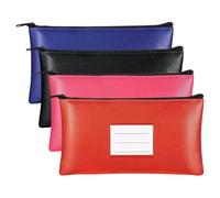 Pochette portable en similicuir avec fermeture éclair et fenêtre pour carte d'identité et carte vierge pour argent, cosmétiques, outils - 27,9 x 15,2 cm (4 couleurs)