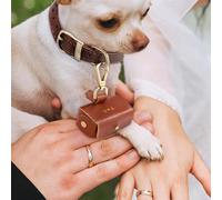 Pochette Porte-alliances élégante pour Chien en Cuir - Accessoire de Mariage à Fixer au Collier - Coffret sécurisé pour bagues et fiançailles - Idéal Animaux de Compagnie