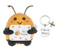 Pochette Porte-Bonheur Abeille - Cadeau Inspirant avec Cartes Positives - Décoration En Crochet et Porte beille - pour Encourager et Apporter de la Joie