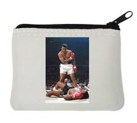 Pochette porte-monnaie en néoprène avec affiche de boxe Knockout Blanc 10 x 11 cm