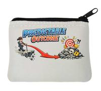 Pochette porte-monnaie en néoprène avec inscription « Blind Man Walking Toward Dangerous Target » - Blanc - 10 x 11 cm