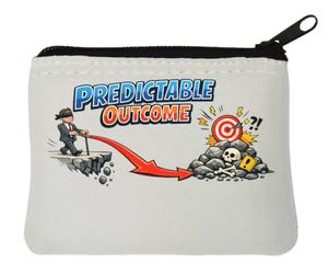 Pochette porte-monnaie en néoprène avec inscription « Blind Man Walking Toward Dangerous Target » - Blanc - 10 x 11 cm