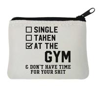 Pochette porte-monnaie en néoprène avec inscription « Taken at The Gym and Don't Have Time for Your Sh*t » - 10 x 11 cm - Blanc