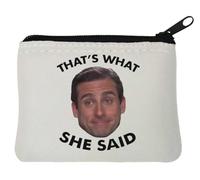 Pochette porte-monnaie en néoprène avec inscription « That's What She Said » - 10 x 11 cm - Blanc