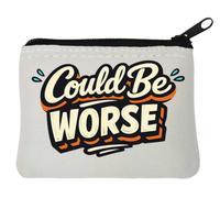 Pochette porte-monnaie en néoprène avec phrase optimiste sur les situations difficiles Blanc 10 x 11 cm