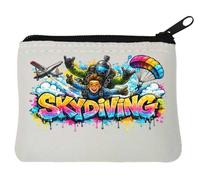 Pochette porte-monnaie en néoprène avec scène de parachutisme coloré Blanc 10 x 11 cm