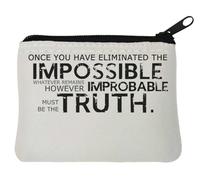 Pochette porte-monnaie en néoprène blanc Once You Have Eliminated The Impossible 10 x 11 cm