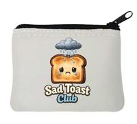 Pochette porte-monnaie en néoprène Illustration d'une tranche de toast triste Blanc 10 x 11 cm