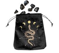 Pochette pour cartes de tarot, durable et réutilisable, en velours et | satin, pour domestique, dés et bijoux avec cordon de serrage pour les amateurs de tarot, pochette cadeau de fête, Noir