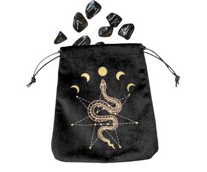 Pochette pour cartes de tarot, durable et réutilisable, en velours et | satin, pour domestique, dés et bijoux avec cordon de serrage pour les amateurs de tarot, pochette cadeau de fête, Noir