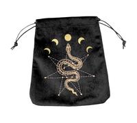 Pochette pour cartes de tarot - Sac de rangement durable en velours réutilisable avec cordon de serrage | Cartes de tarots Oracle pour runes et bijoux, , fête, cadeau de Noël, Noir , snake