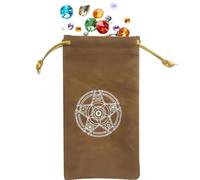 Pochette pour cartes de tarot, sac Oracle en velours, sac imprimé lune et étoiles, 18 x 10 cm, robuste, fermeture à cordon de serrage doux, support mystique compact, rangement spirituel de dés runes