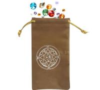 Pochette pour cartes de tarot, sac Oracle en velours, sac imprimé lune et étoiles, 18 x 10 cm, robuste, fermeture à cordon de serrage doux, support mystique compact, rangement spirituel de dés runes