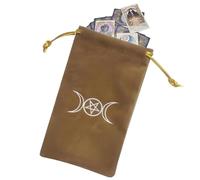Pochette pour cartes de tarot, sac Oracle en velours, sac imprimé lune et étoiles, 18 x 10 cm, robuste, fermeture à cordon de serrage doux, support mystique compact, rangement spirituel de dés runes