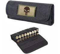Pochette pour Cartouches de Fusil de Chasse 18 Cartouches, Porte-munitions Tactique Compatible Molle pour Calibre 12/20, Sac à Cartouches en Nylon résistant avec Couvercle Rabattable (Black)