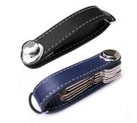 Pochette pour clé de voiture, étui pour portefeuille, porte-clés, porte-clés, anneau de collection, organisateur de clés de poche pour femme de ménage, porte-clés intelligent en cuir, noir, bleu