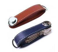 Pochette pour clés de voiture, étui pour portefeuille, chaîne, porte-clés, anneau de collection, organisateur de clés de poche pour femme de ménage, porte-clés en cuir intelligent, bleu, marron