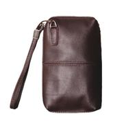 Pochette pour Homme Pochette en Cuir Souple for Homme, Portefeuille Long zippé, Sac décontracté for téléphone Portable(Dark Brown)