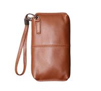 Pochette pour Homme Pochette en Cuir Souple for Homme, Portefeuille Long zippé, Sac décontracté for téléphone Portable(Vintage Brown)