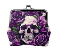 Pochette pour pièces de monnaie avec fermeture éclair Motif tête de mort Rose Violet Pour cartes et rouge à lèvres