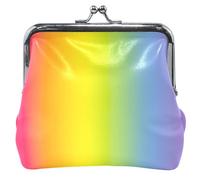Pochette pour pièces de monnaie en cuir dégradé arc-en-ciel coloré pour femme et fille, pochette à monnaie avec serrure à changer, dégradé arc-en-ciel coloré flou, classique, Dégradé arc-en-ciel