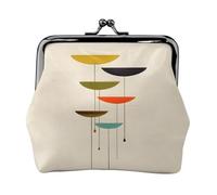 Pochette pour pièces de monnaie motif imprimé moderne du milieu du siècle, mini portefeuille pour cartes et rouge à lèvres, sac à main compact et doux pour femme