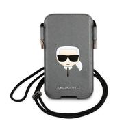 Pochette pour Smartphone 6.1 pouces à Cordon Saffiano Modèle Karl Head Karl Lagerfeld Gris