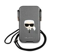 Pochette pour Smartphone 6.1 pouces à Cordon Saffiano Modèle Karl Head Gris