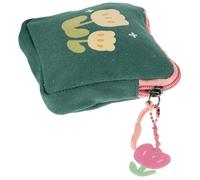 Pochette pour Tampons Carrée en Toile Verte pour Étudiante | Format Compact, Rangement Pratique des Serviettes Hygiéniques, Usage Quotidien