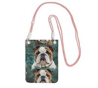 Pochette pour téléphone portable pour femme, sac à main pour téléphone portable, sac à main avec bandoulière rose, pochette de voyage drôle de bouledogue anglais