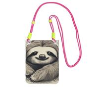 Pochette pour téléphone portable pour femme, sac à main pour téléphone portable, sac à main avec bandoulière Fuchusia, pochette de voyage motif paresseux mon esprit animal