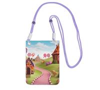Pochette pour téléphone portable pour femme, sac à main pour téléphone portable, sac à main avec bandoulière violette, pochette de voyage Candy Beautiful Land