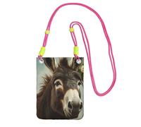 Pochette pour téléphone portable pour femme, sac à main pour téléphone portable, sac à main avec bandoulière Fuchusia, animaux ânes, pochette de voyage