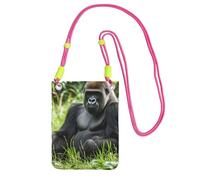 Pochette pour téléphone portable pour femme, sac à main pour téléphone portable, sac à main avec bandoulière Fuchusia, pochette de voyage Gorilla dans l'herbe