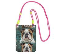 Pochette pour téléphone portable pour femme, sac à main pour téléphone portable, sac à main avec bandoulière Fuchusia, pochette de voyage drôle de bouledogue anglais